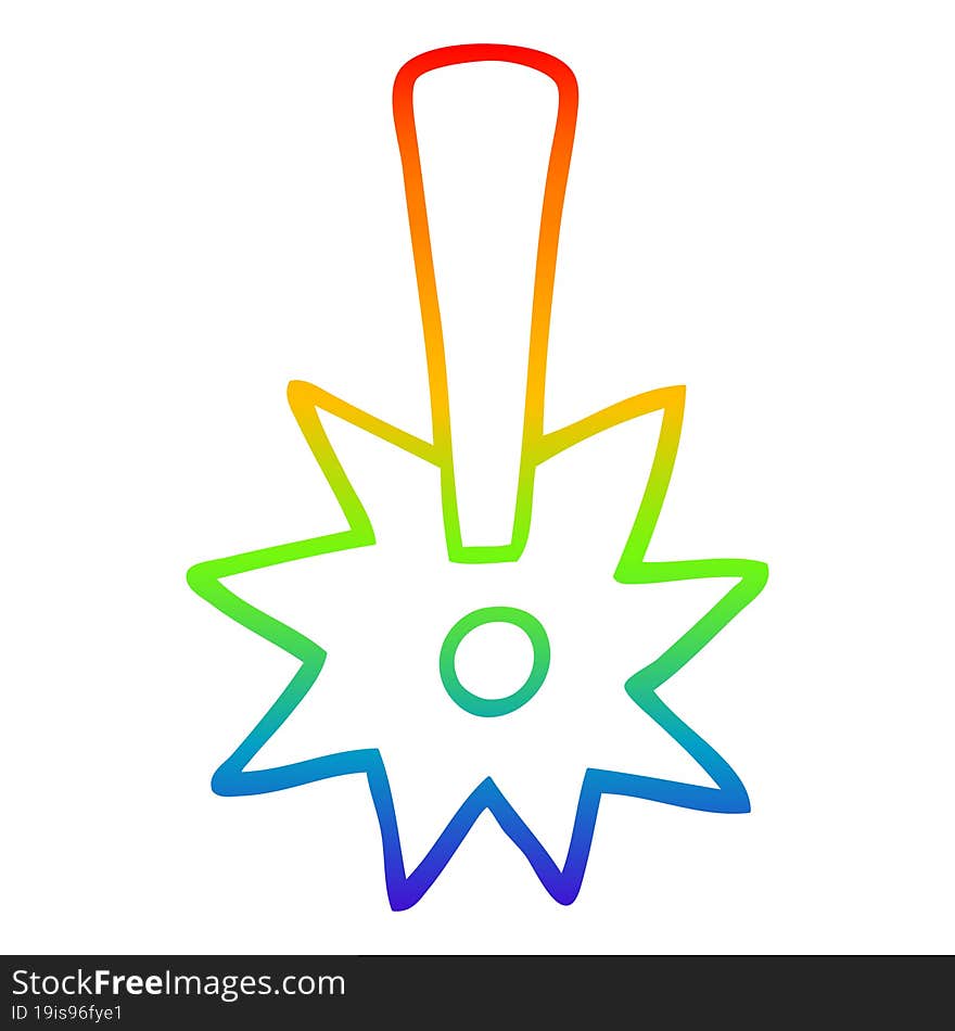 rainbow gradient line drawing of a cartoon exclamation mark