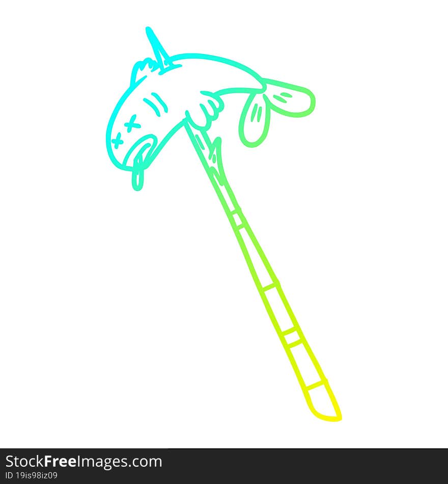 cold gradient line drawing cartoon fish speared