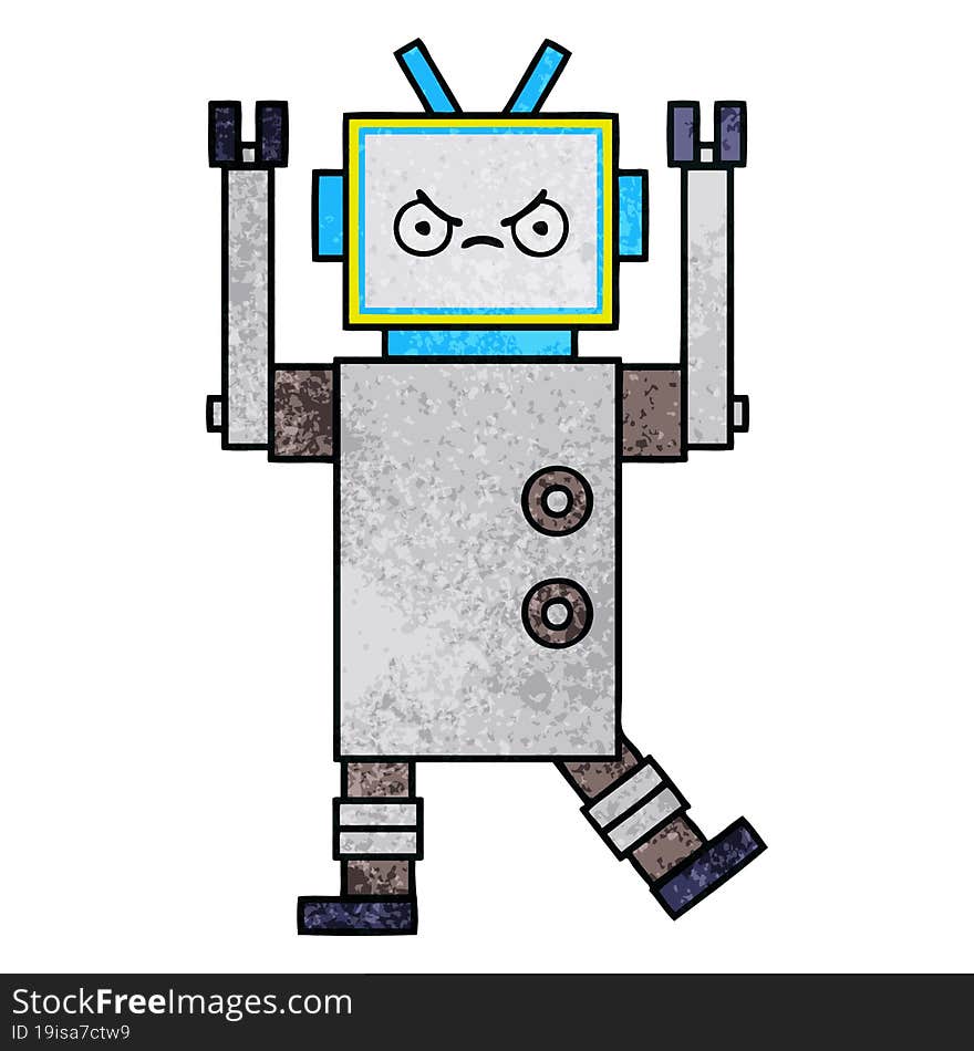 Retro Grunge Texture Cartoon Robot