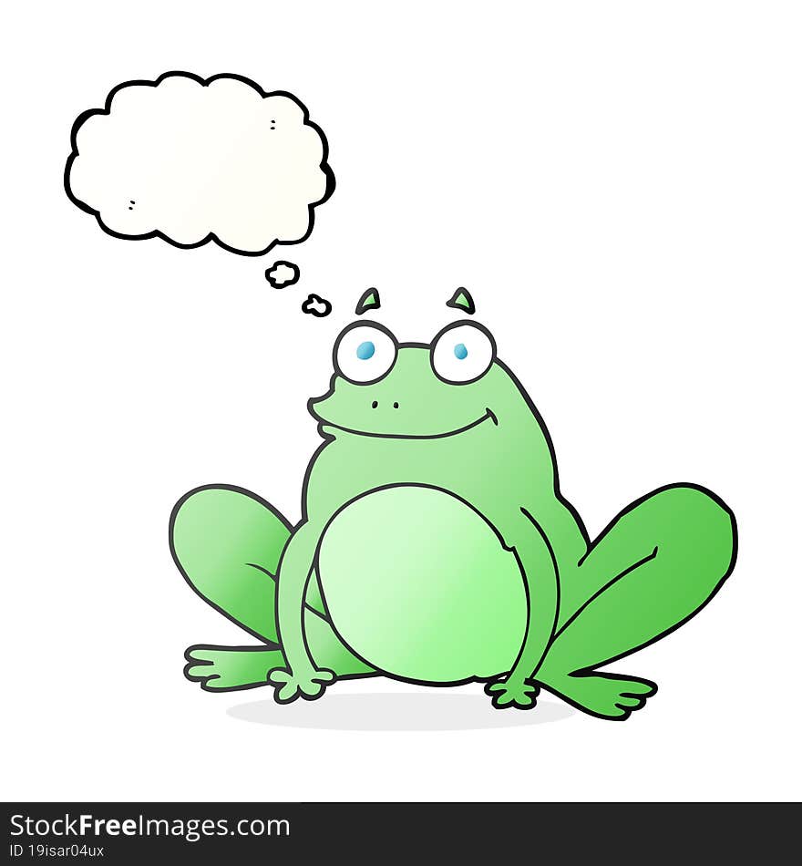 freehand drawn thought bubble cartoon happy frog