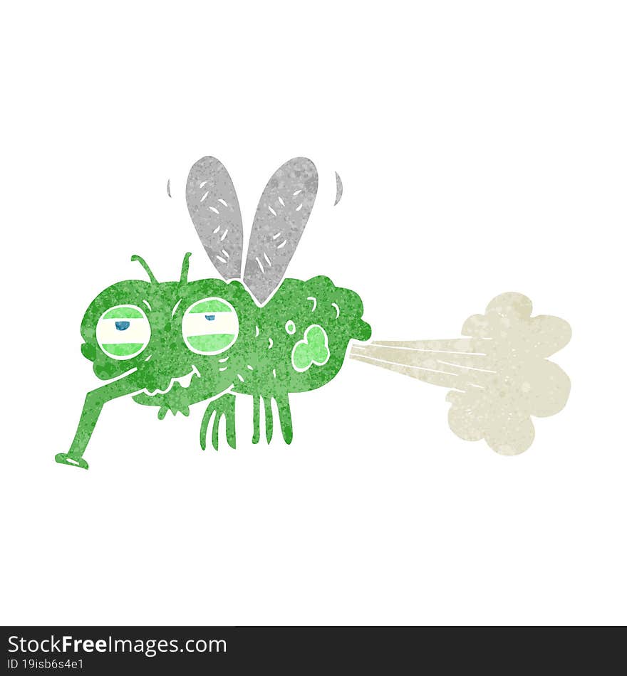 freehand retro cartoon gross farting fly