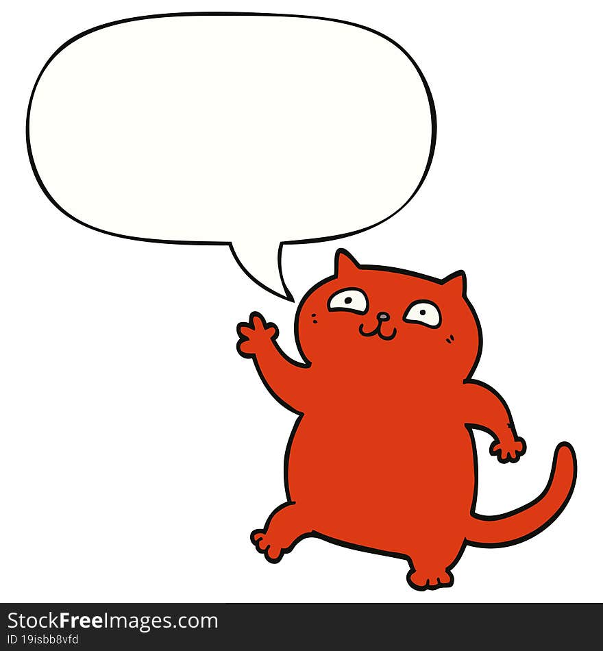 cartoon cat and speech bubble