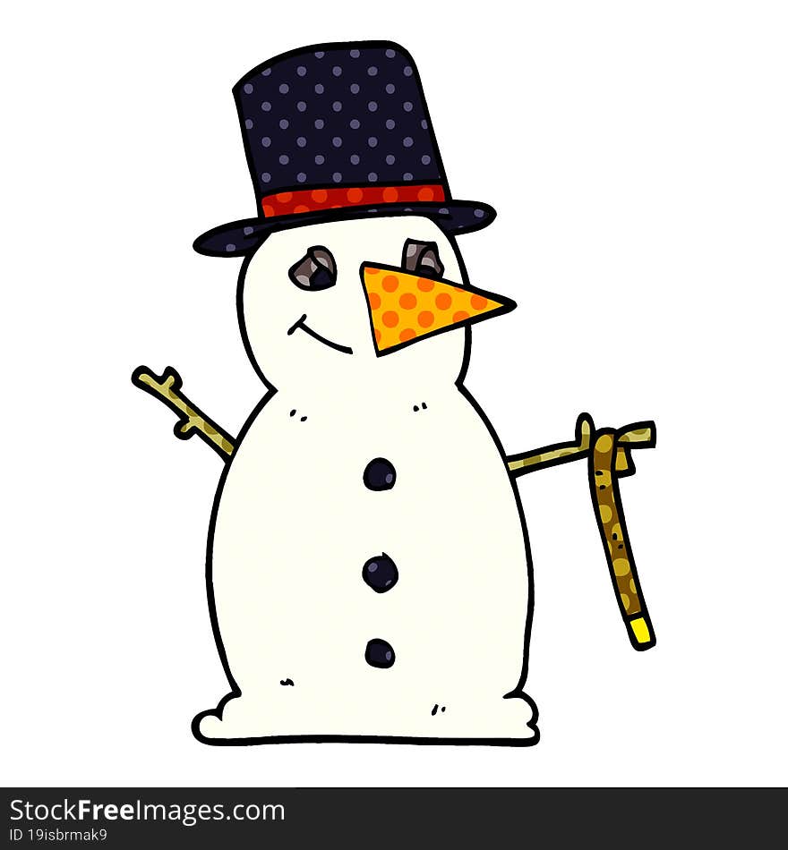 cartoon doodle snowman