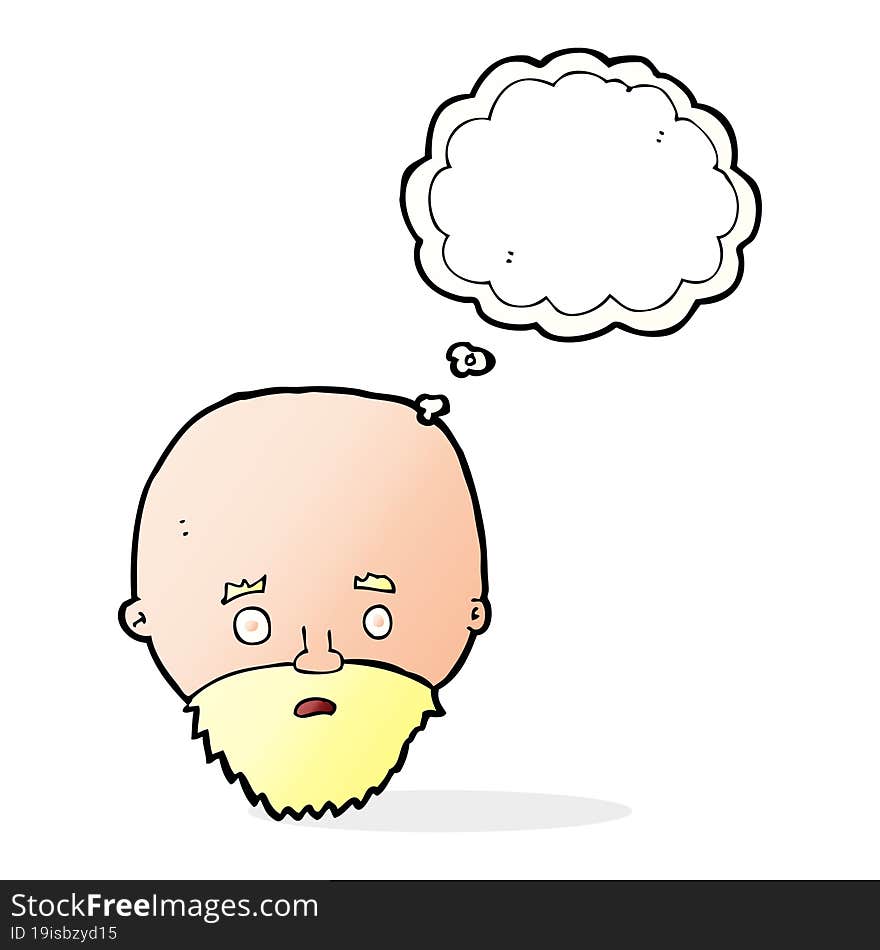 cartoon shocked man with beard with thought bubble