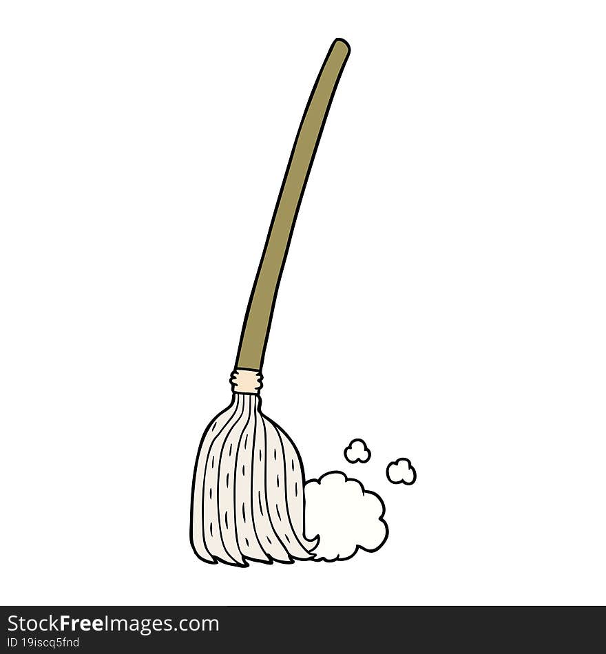 cartoon broom sweeping. cartoon broom sweeping