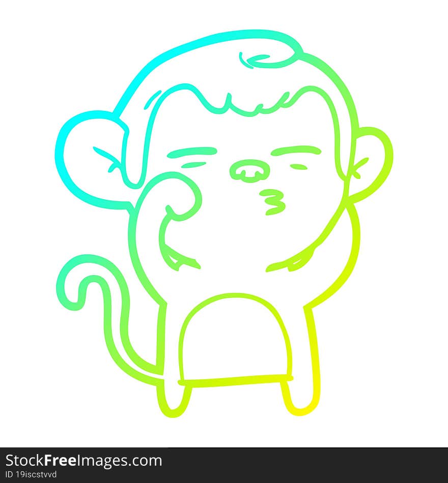 cold gradient line drawing cartoon suspicious monkey