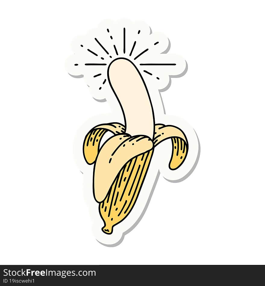 sticker of tattoo style peeled banana