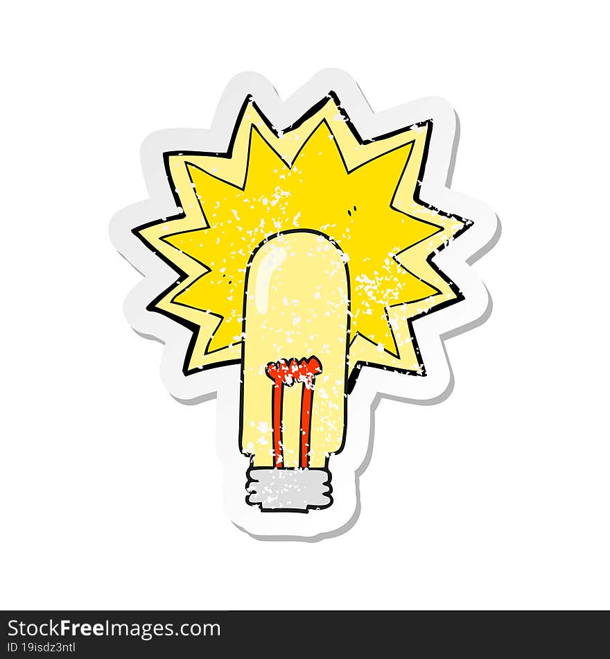 Retro Distressed Sticker Of A Cartoon Old Light Bulb