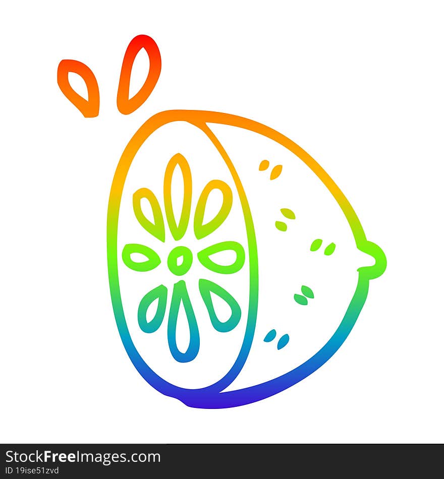 rainbow gradient line drawing cartoon lime fruit