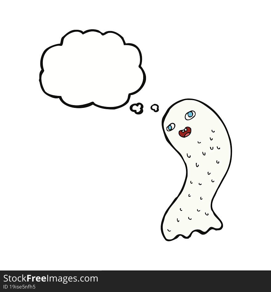 funny cartoon ghost with thought bubble