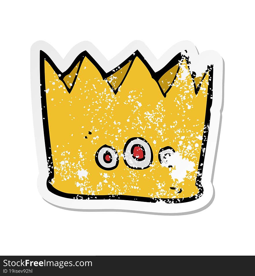 retro distressed sticker of a cartoon crown