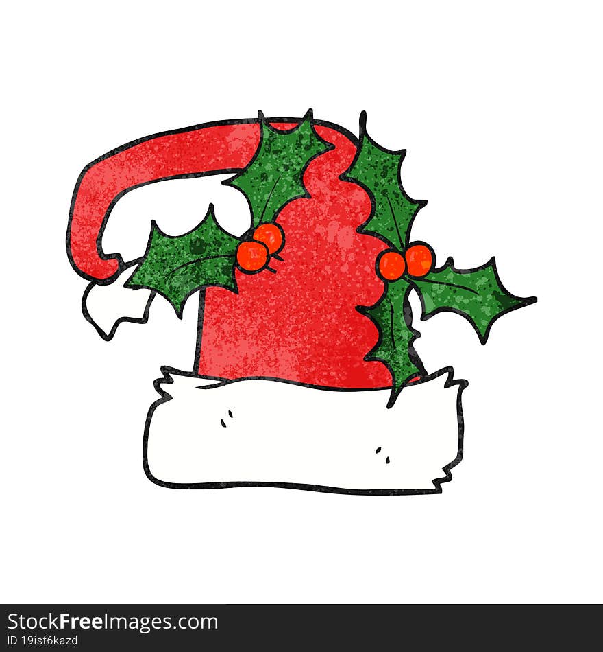 Textured Cartoon Christmas Holly Hat