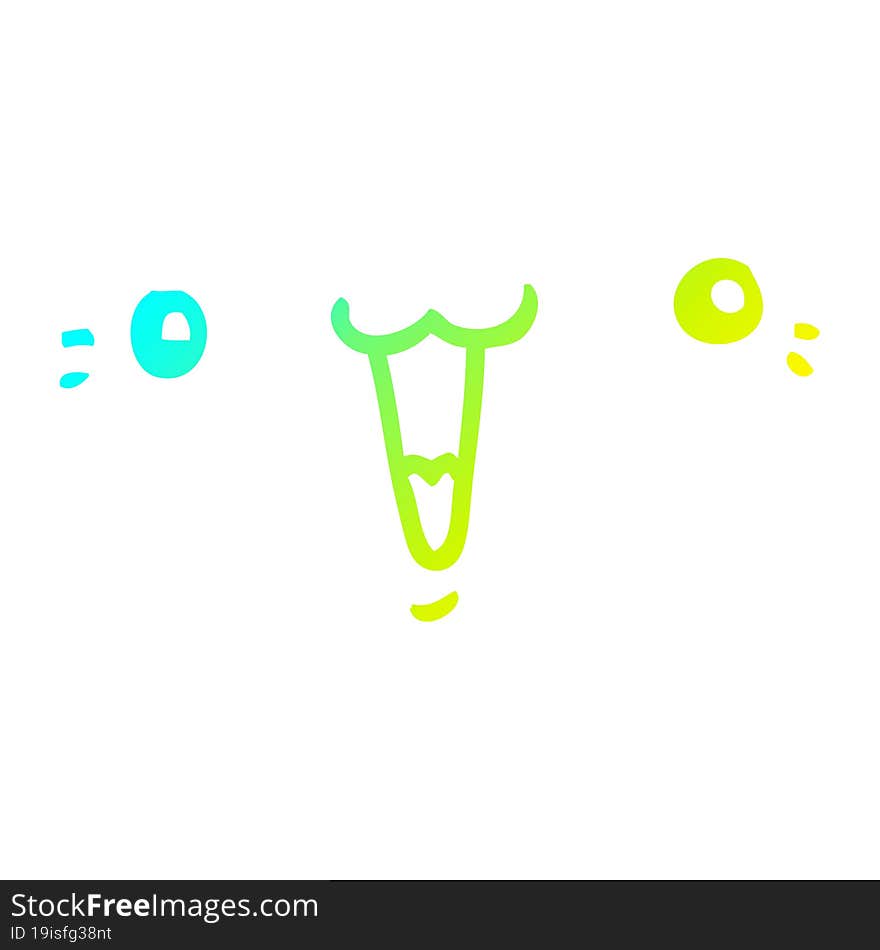 Cold Gradient Line Drawing Cute Cartoon Face