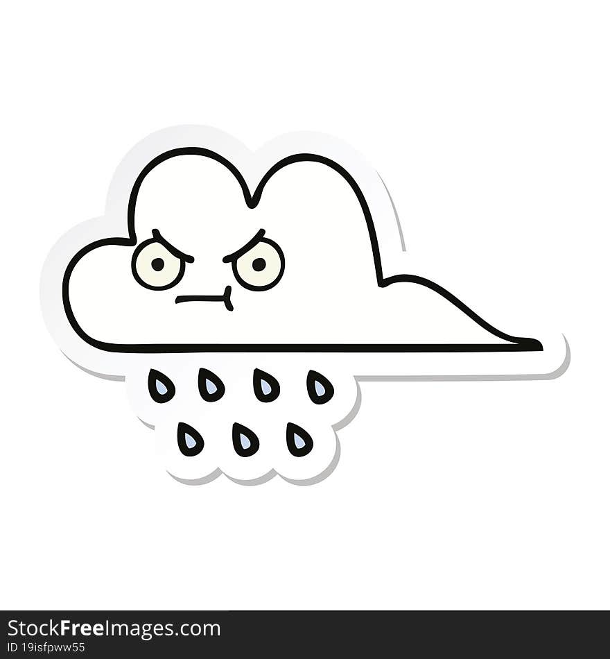 Sticker Of A Cute Cartoon Rain Cloud