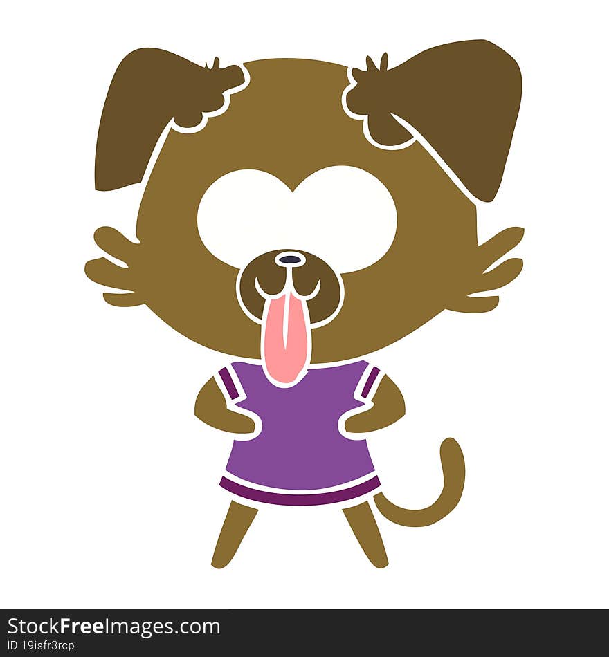 flat color style cartoon dog with tongue sticking out