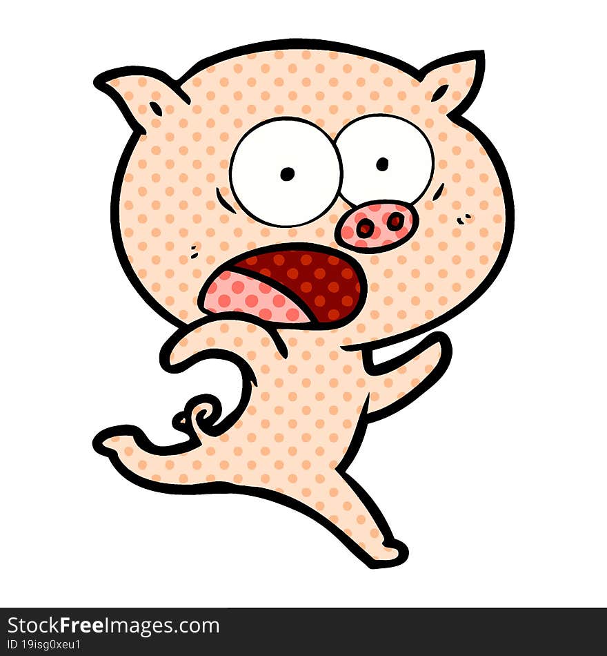 cartoon pig running. cartoon pig running