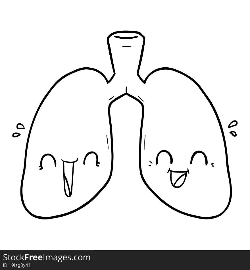 cartoon happy lungs. cartoon happy lungs