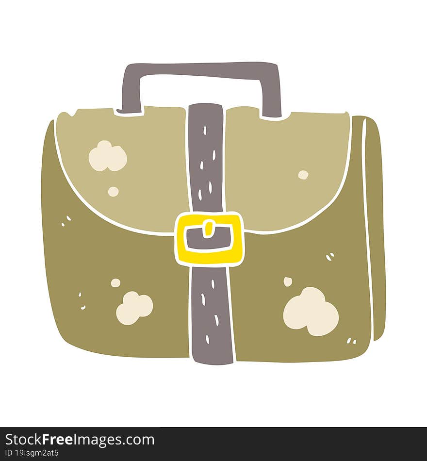 flat color illustration of a cartoon old work bag