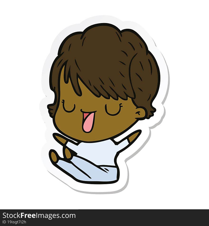 sticker of a cartoon woman talking