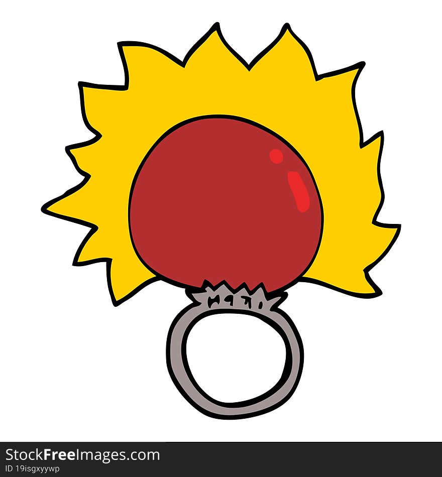 Cartoon Doodle Fire Ball Ring