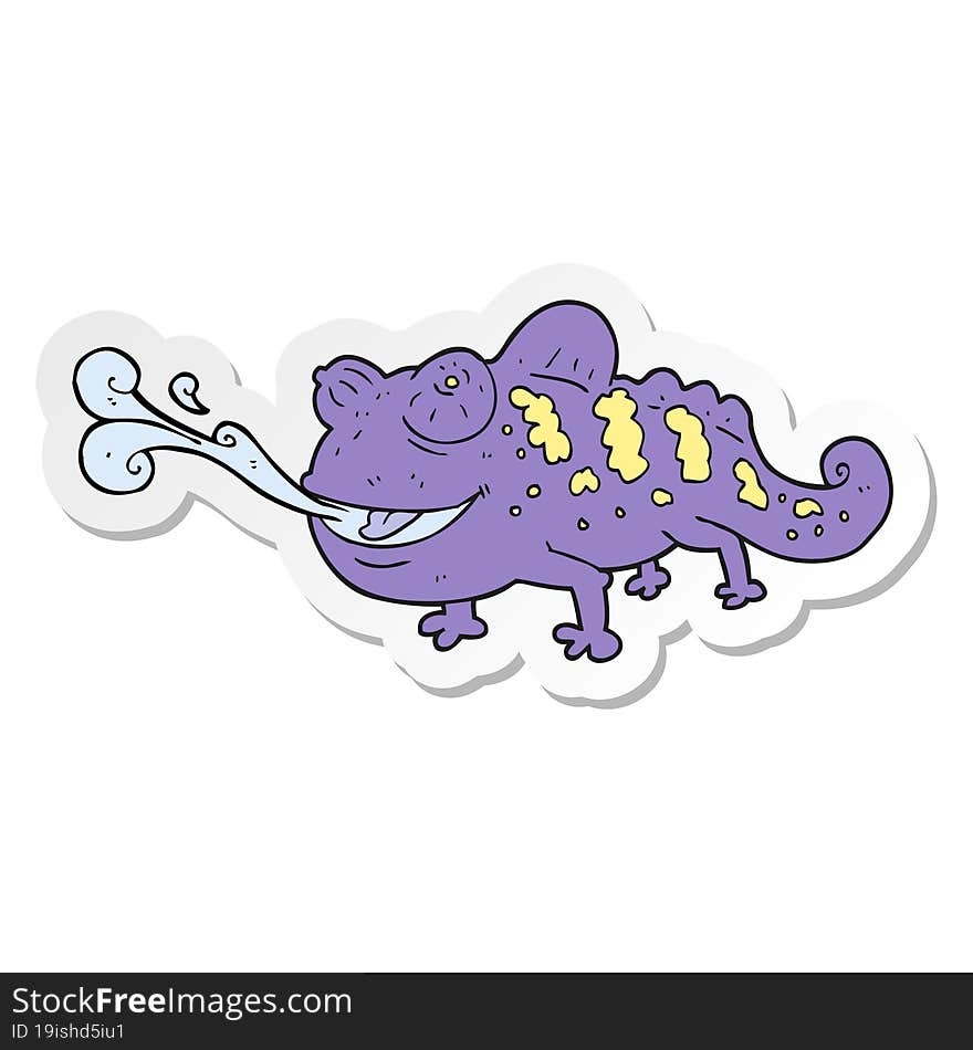 sticker of a cartoon chameleon