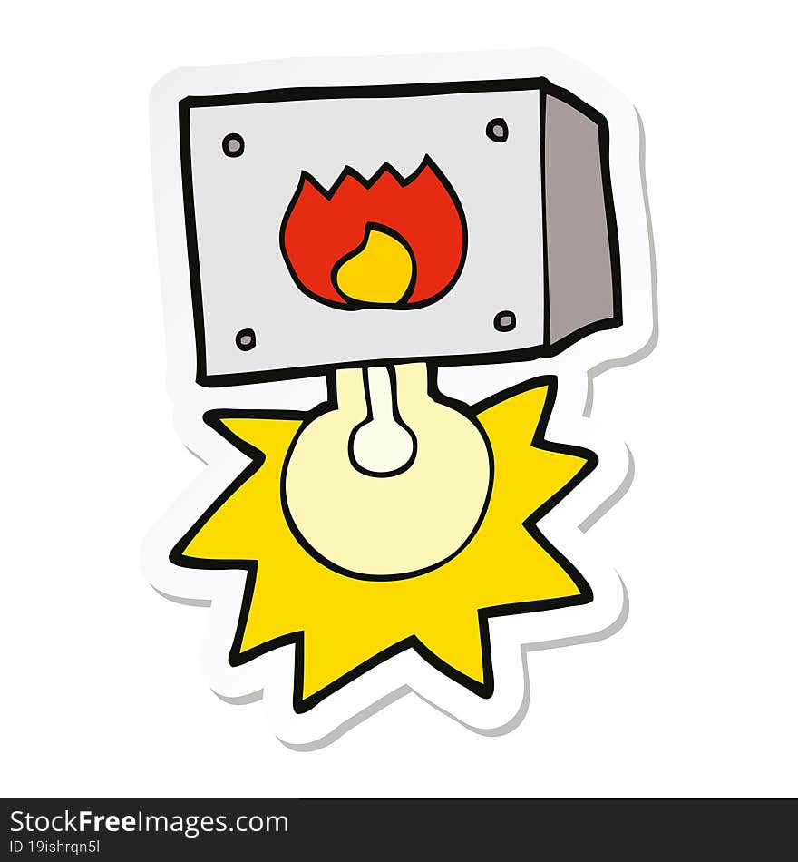 Sticker Of A Cartoon Flashing Fire Warning Light