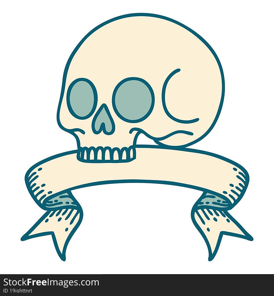 tattoo with banner of a skull