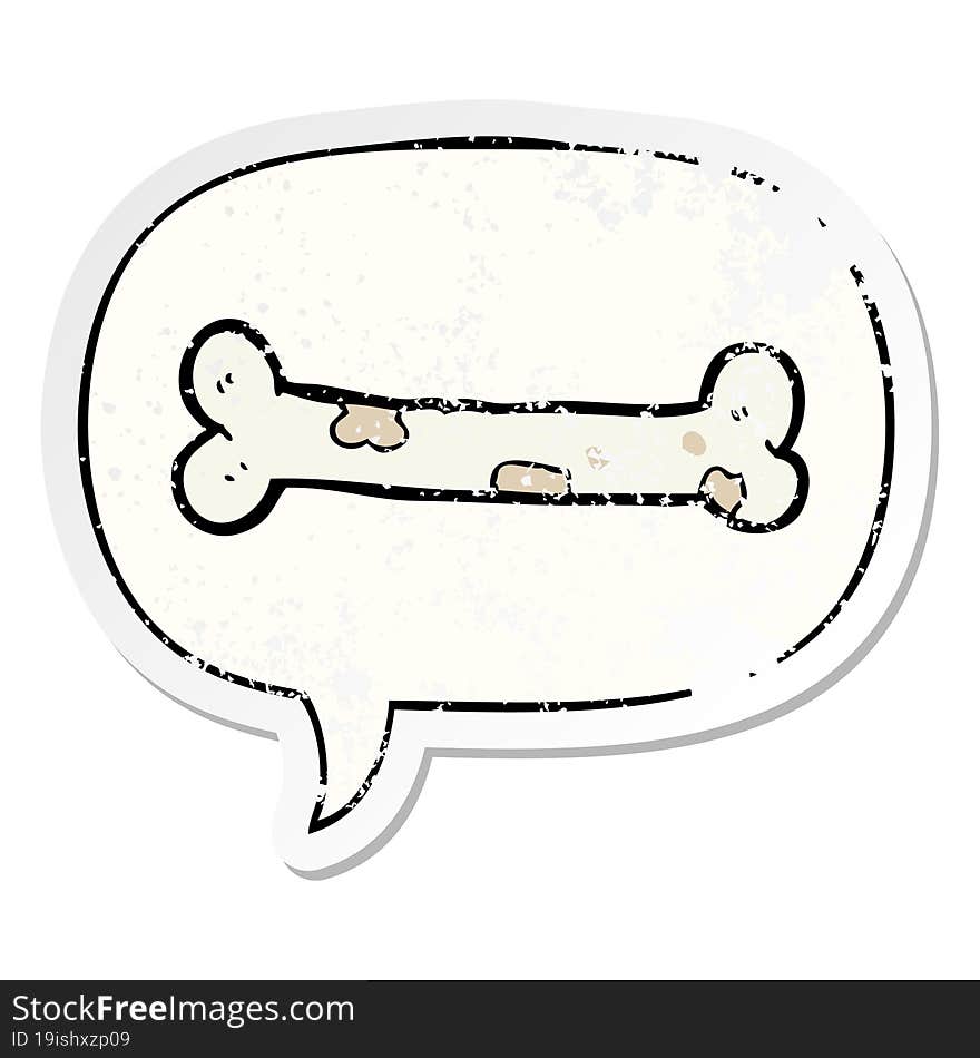 cartoon bone and speech bubble distressed sticker