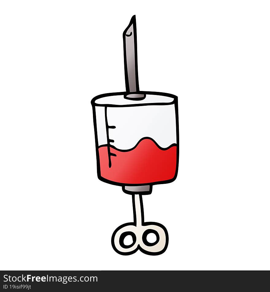 Cartoon Doodle Of Blood Filled Syringe