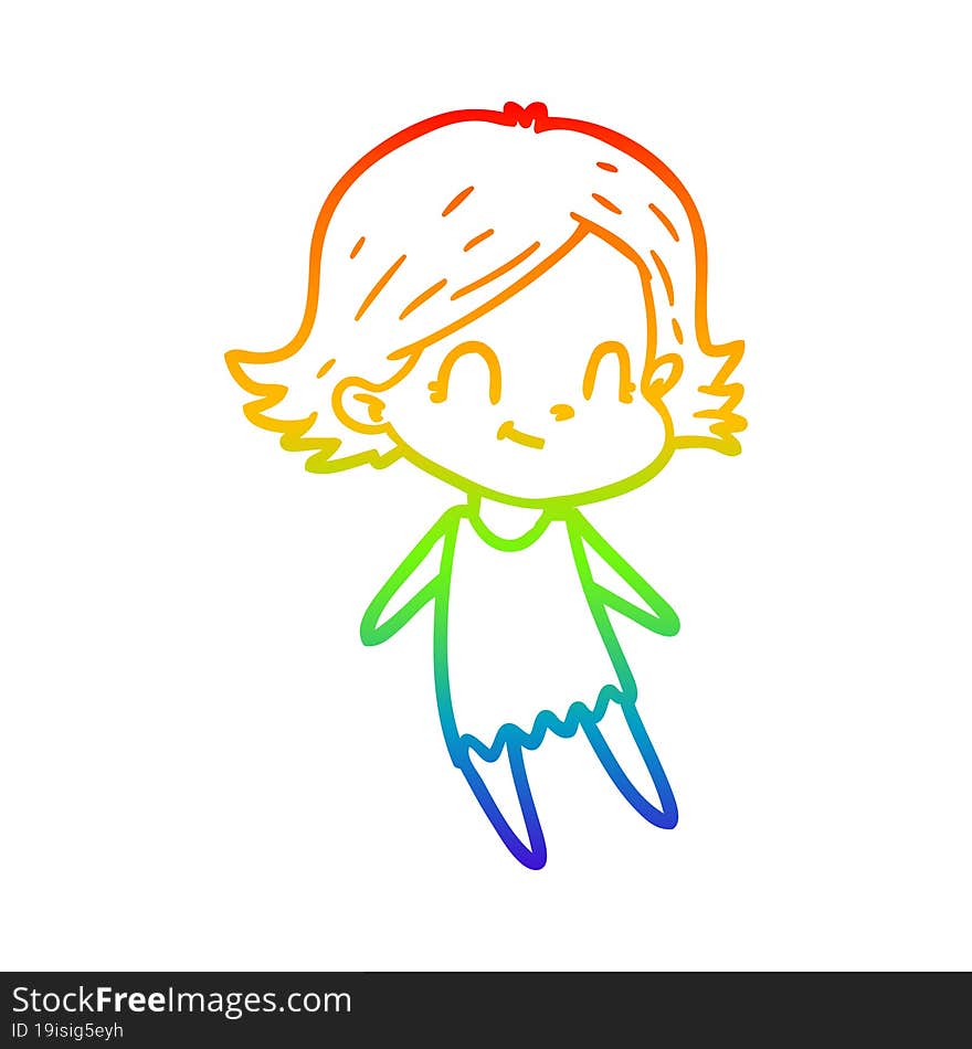 rainbow gradient line drawing cartoon friendly girl