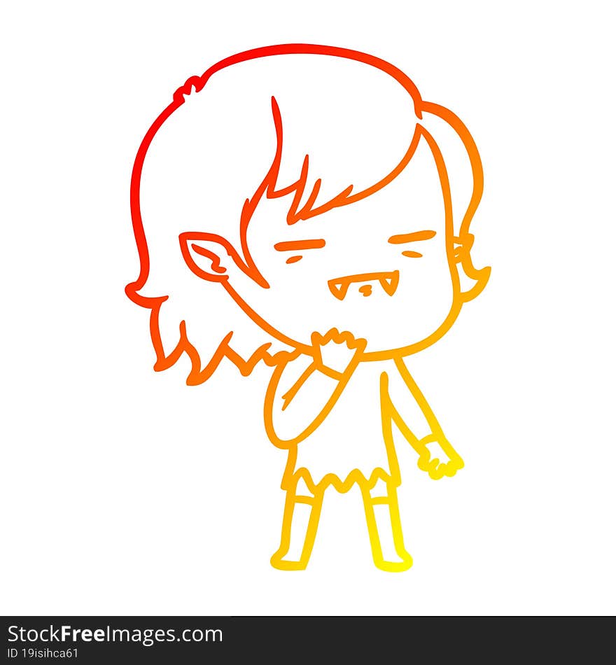 warm gradient line drawing cartoon undead vampire girl