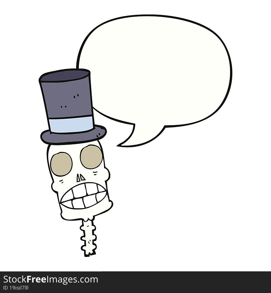 cartoon spooky skull and speech bubble