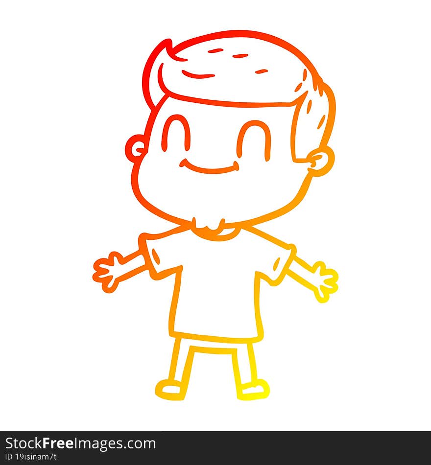 warm gradient line drawing of a cartoon friendly man