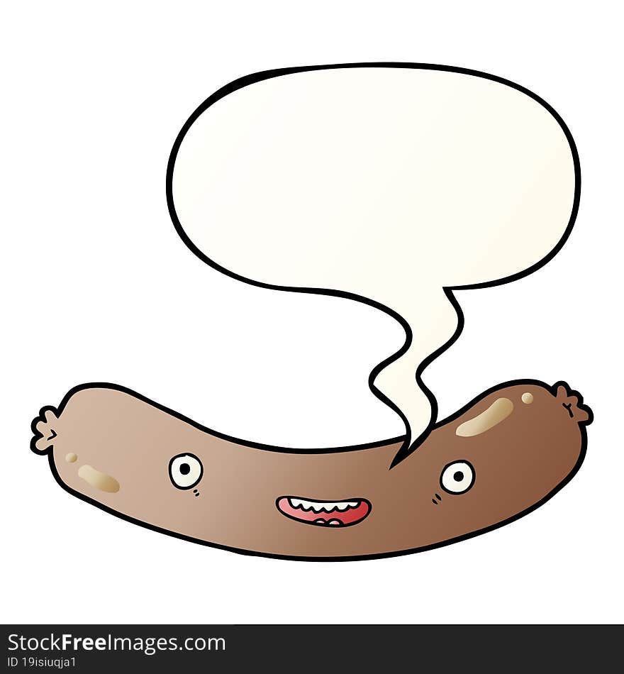 cartoon sausage and speech bubble in smooth gradient style