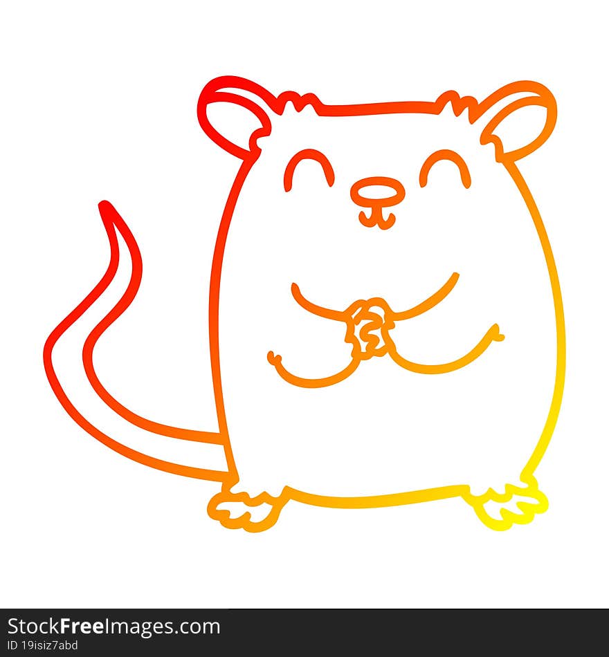 warm gradient line drawing of a cartoon happy mouse