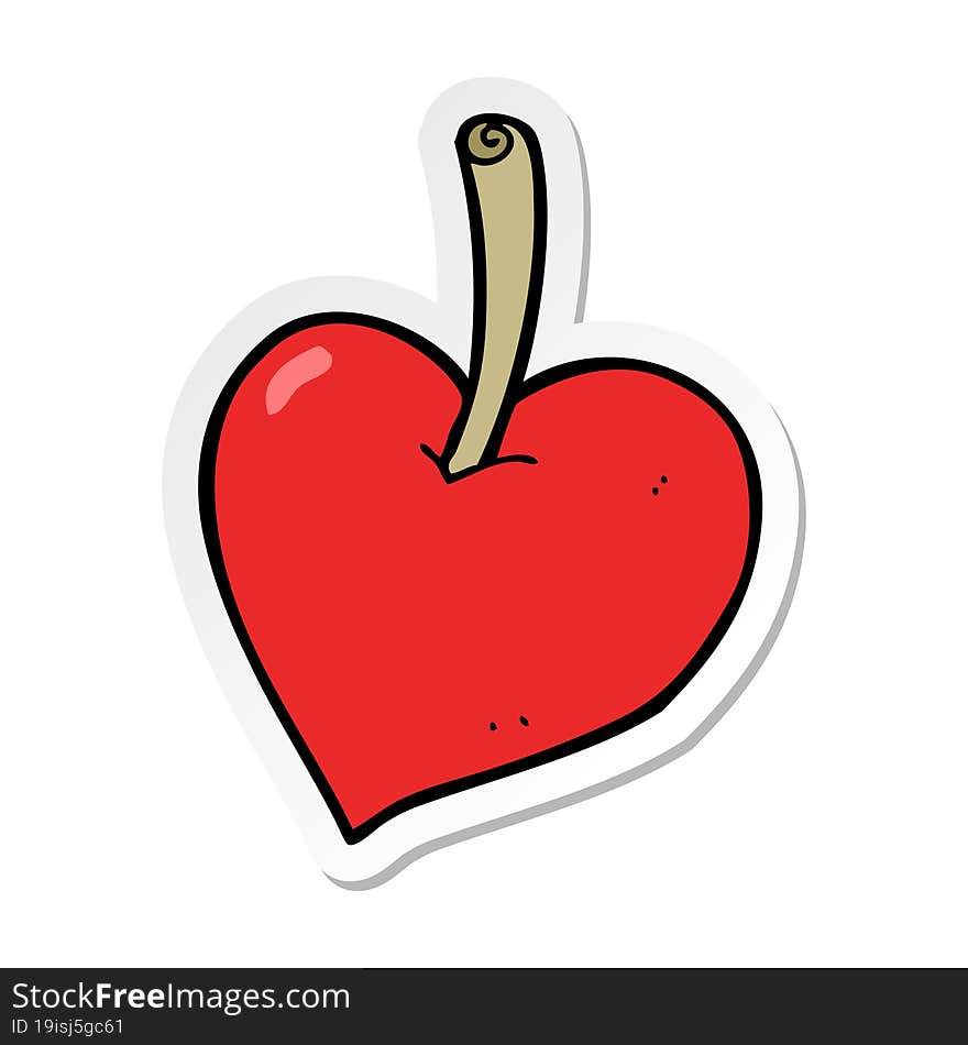 sticker of a cartoon love heart apple