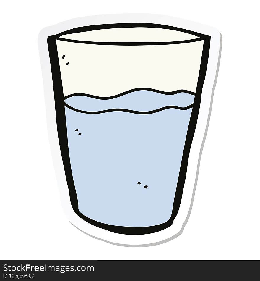 sticker of a cartoon glass of water