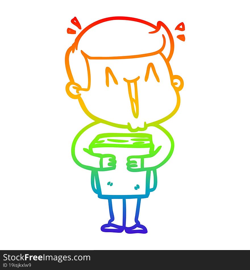 rainbow gradient line drawing cartoon excited man