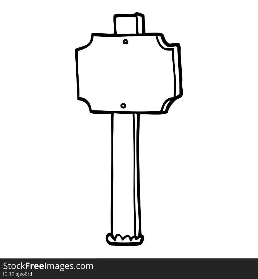 black and white cartoon sign post