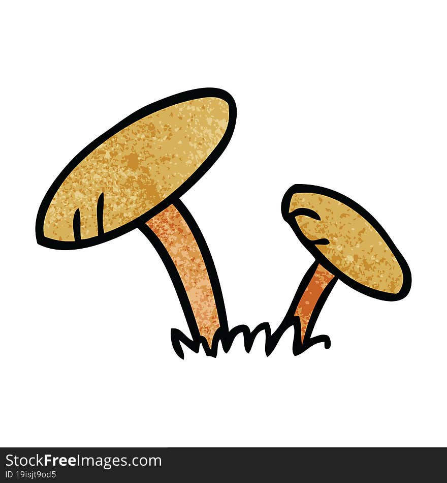 Textured Cartoon Doodle Of Some Mushrooms