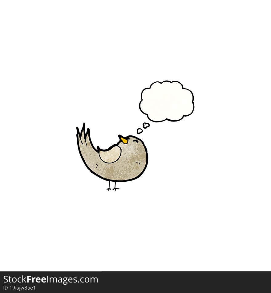 cartoon bird with thought bubble