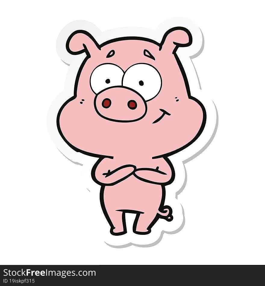 sticker of a happy cartoon pig