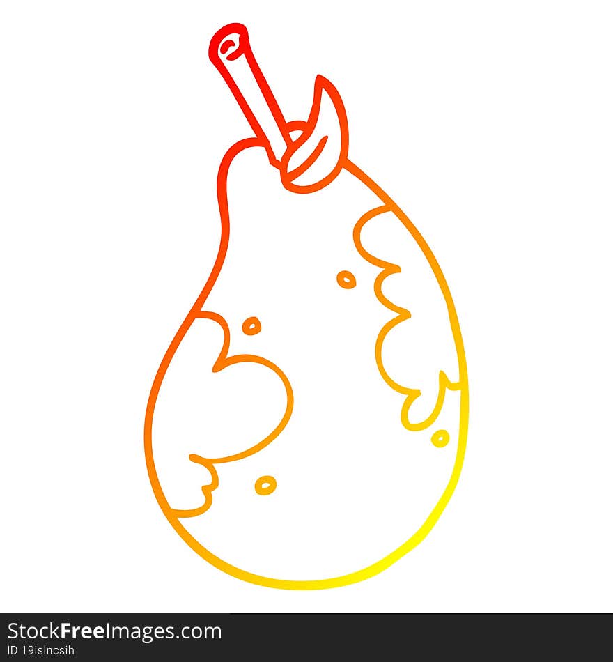 warm gradient line drawing cartoon fresh pear