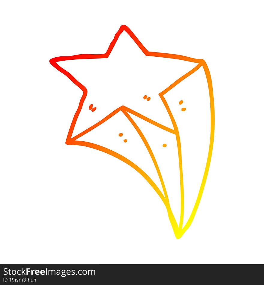 warm gradient line drawing cartoon shooting star