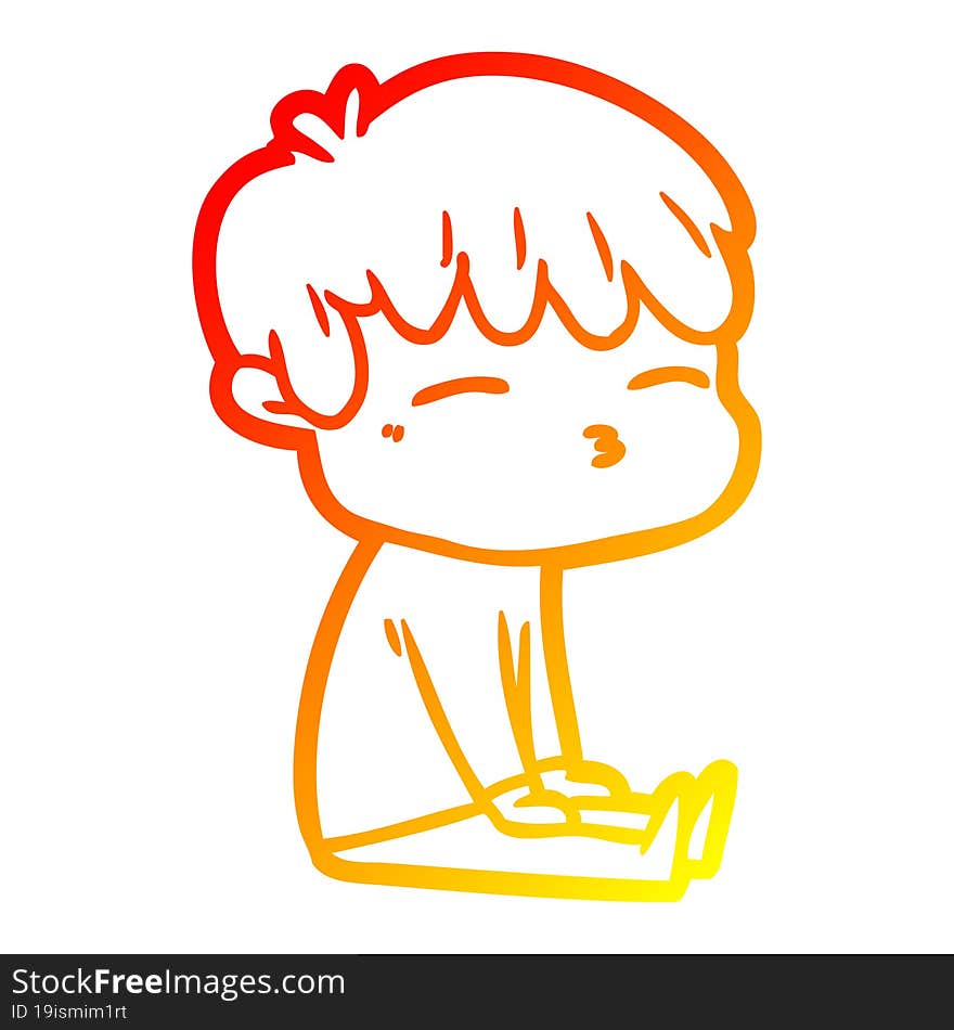 warm gradient line drawing cartoon frustrated man