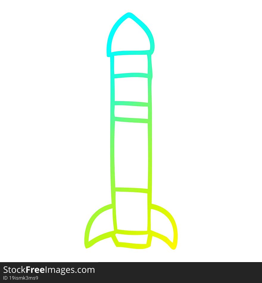 cold gradient line drawing cartoon tall rocket