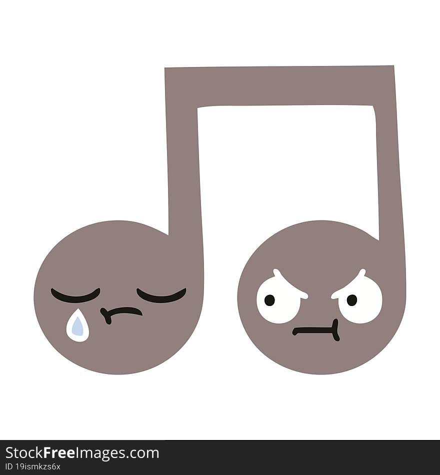 flat color retro cartoon of a musical note