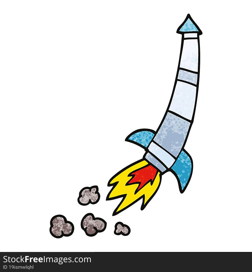 cartoon doodle space rocket