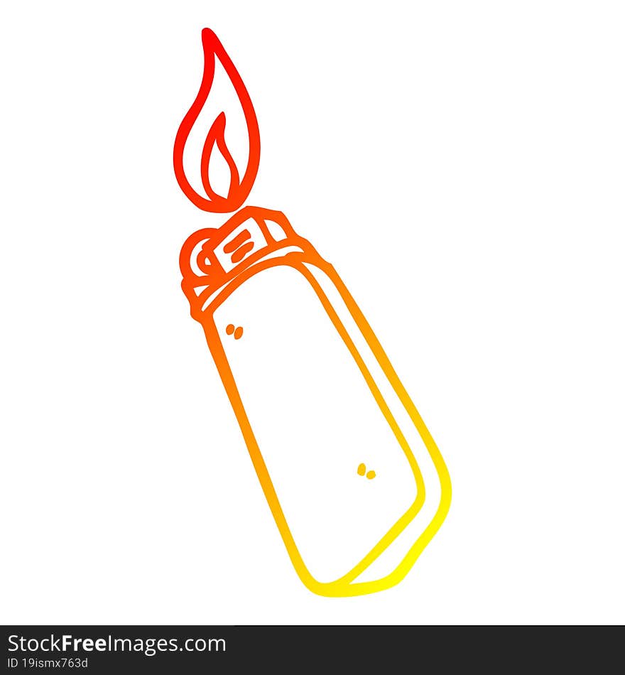 warm gradient line drawing of a cartoon disposable lighter