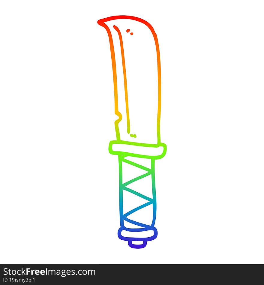 rainbow gradient line drawing cartoon knife